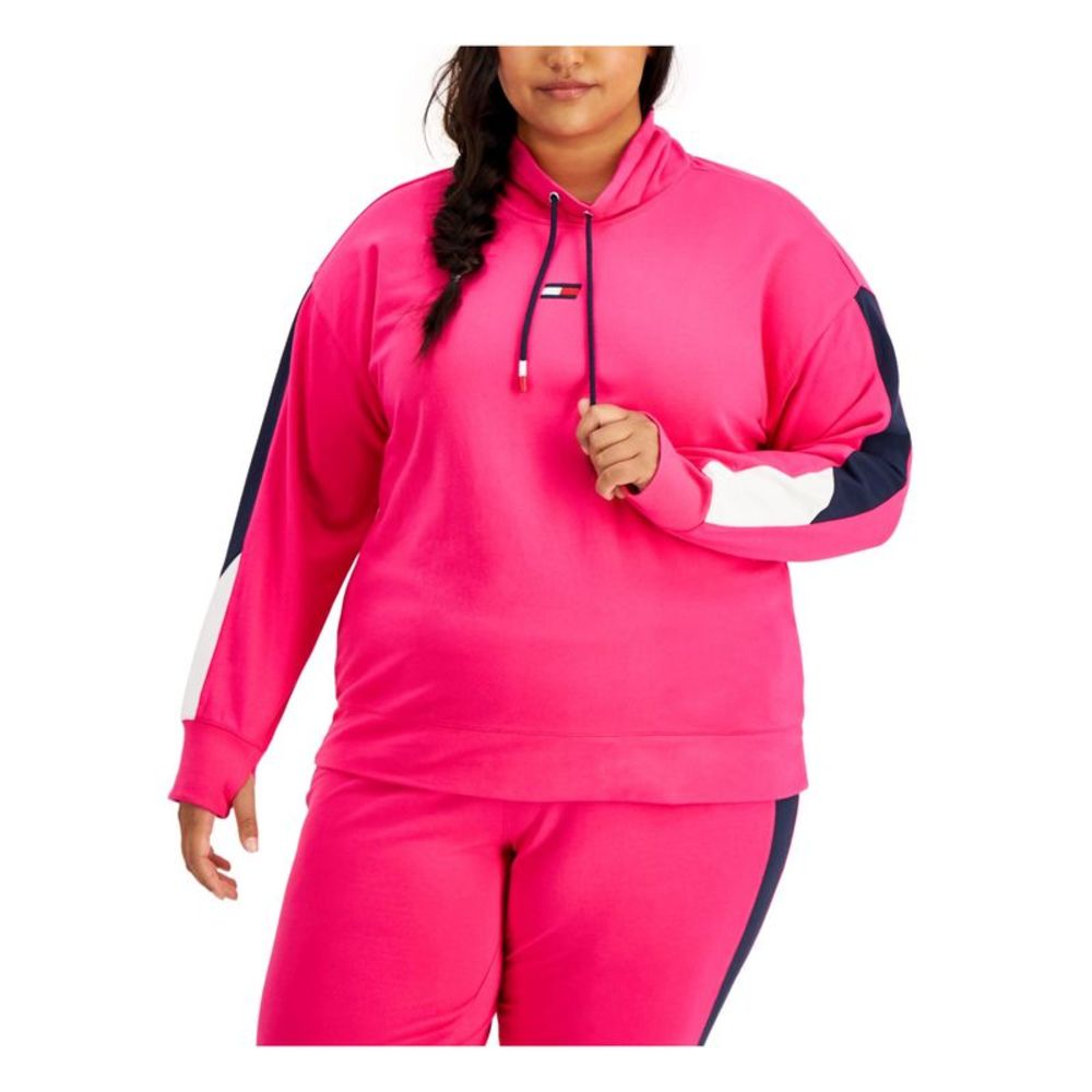 TOMMY HILFIGER SLEEPWEAR Womens Pink Sweatshirt Long Sleeve Top Plus 1X